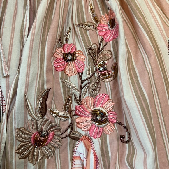 Hazel Anthropologie cotton scarf style embroidered skirt smocking - Picture 2 of 8